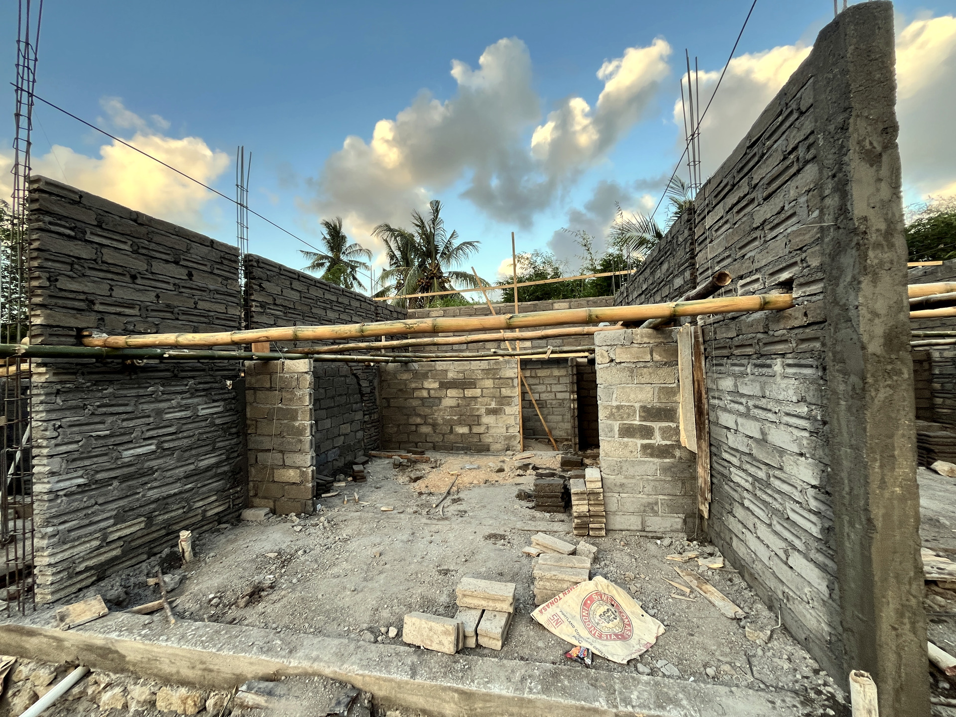 Block walls under construction